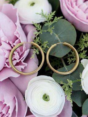 14K Solid Yellow Gold JCM Hoop Earrings 32.3mm